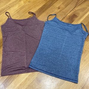 Set of 2, Junior’s size XS, metallic finish tank tops.